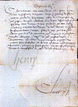 Письмо французского короля Генриха II.