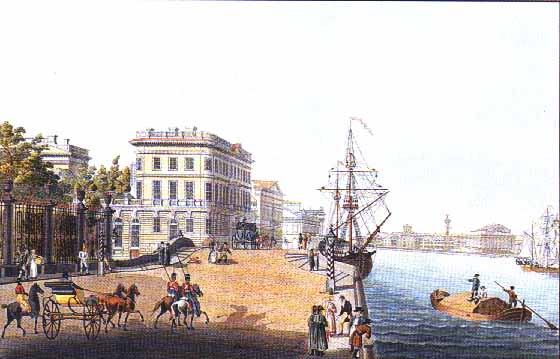 Unknown Artist. Neva Embankment. Tinted lithograph.